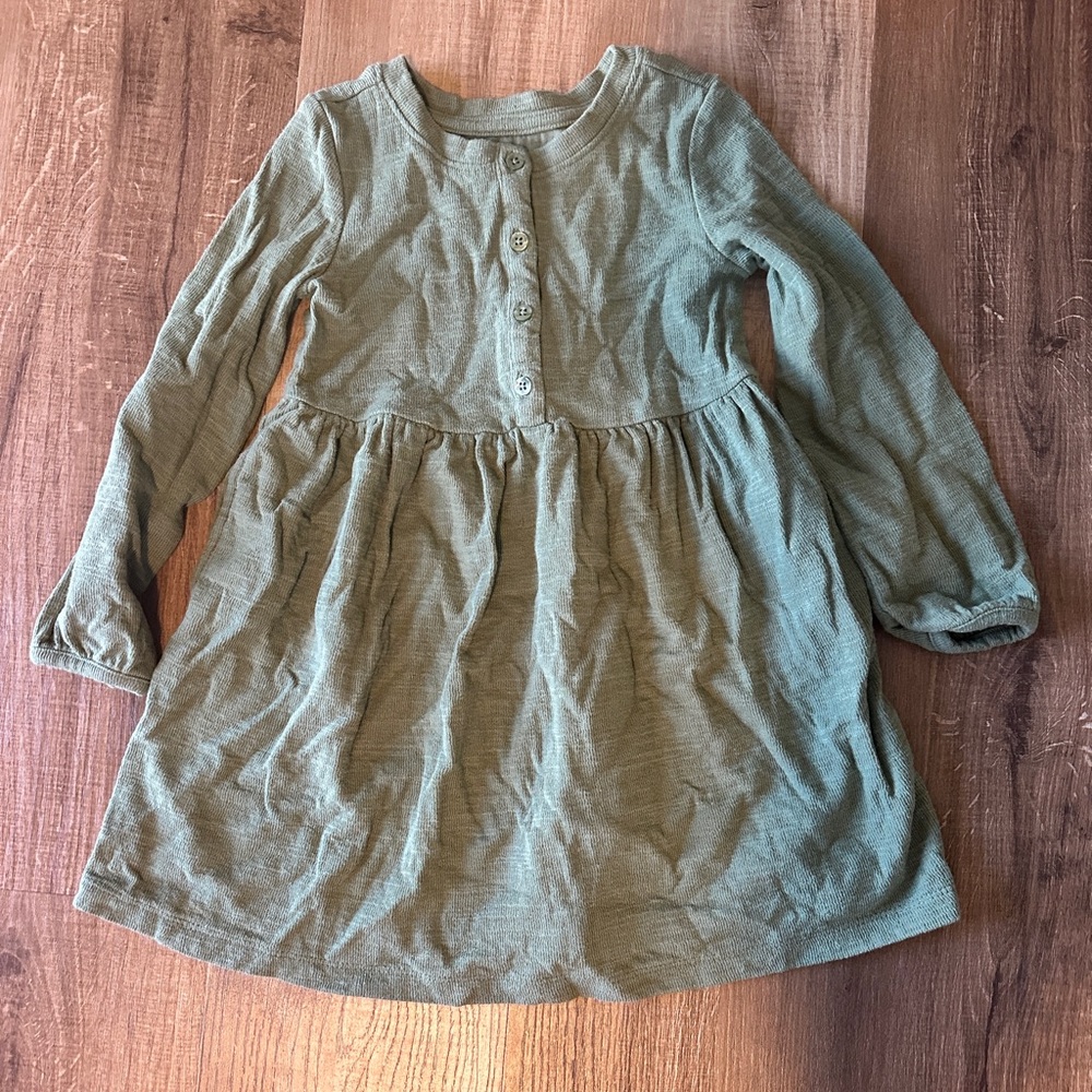 Cat‎ & Jack Olive Long Sleeve Knit Dress - Size 5T